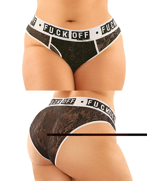 'vibes Buddy Fuck Off Lace Boy Brief & Lace Thong Black Qn