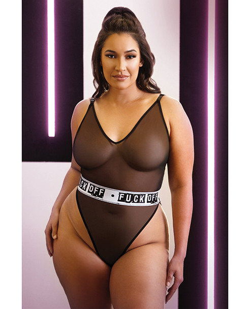 'vibes Fuck Off Mesh Playsuit Black Qn