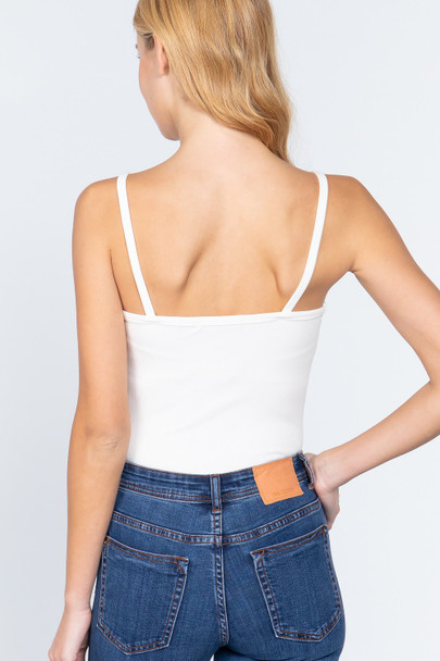 Heavy Rib Cami W/lace Bodysuit-Off White