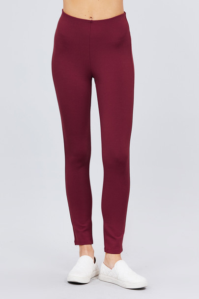 Waist Elastic Band Ponte Pants-Fire Brick