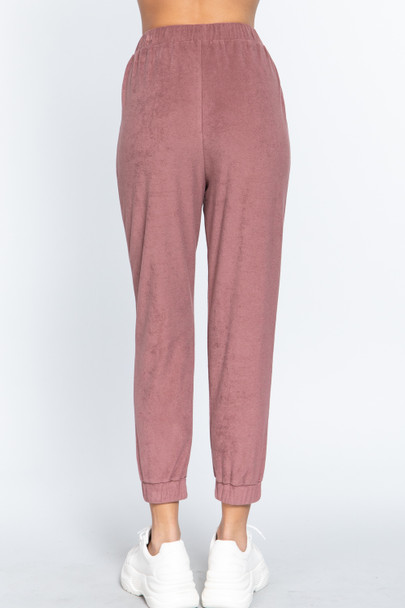 Terry Towelling Long Jogger Pants-Vintage Pink