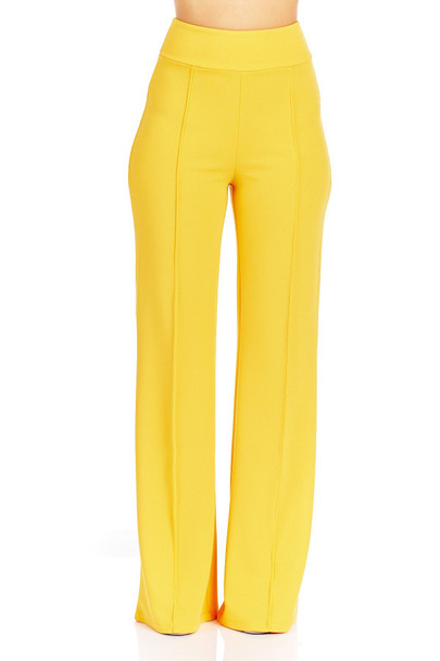 Front-line Flared Leg Design Solid Pants-Gold