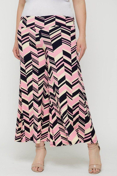 Chevron Print Pants-Pink/Multi