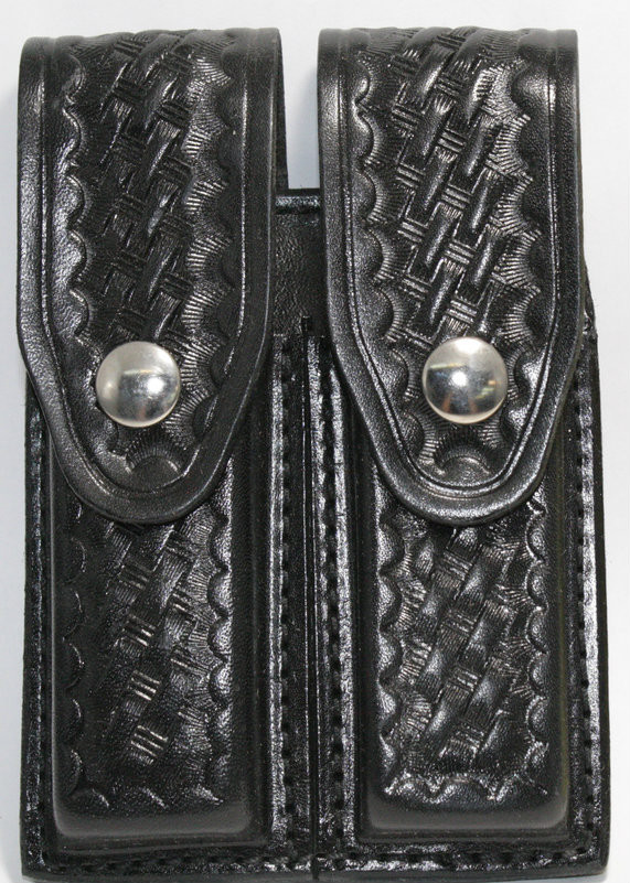 Gould & Goodrich Leather Basketweave Magazine Pouch Holds (2) Single Stack Mags Nickel Abide