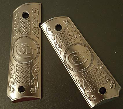 big cat tactical - 1911 government grips - brushed nickel