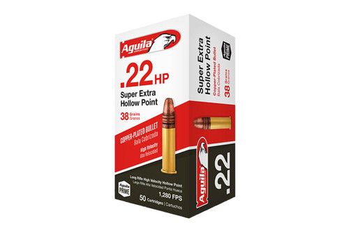 Aguila Ammunition - 22LR - 38 Grain HV HP - 50 Rounds / Box - 1B220335