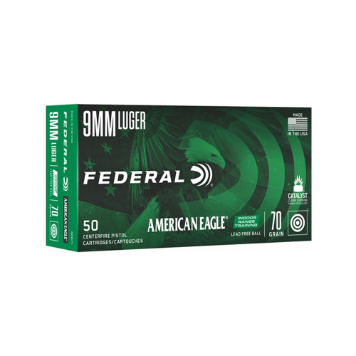 Federal Ammunition - Lead Free Range - 9MM - 70 Grain - 50 Rds Per Box - AE9LF1