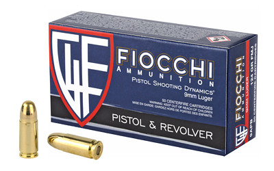 Fiocchi Ammunition - 9mm  - 124 Grain - FMJ - 50 Rounds Per Box - 9APB