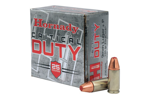 Hornady Ammunition - Critical Duty - 9mm  - 135 gr +P - 25 Round/Box - 90226-HRN