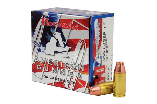 Hornady Ammunition - American Gunner - 9MM - 124 Grain - 25Rds Per Box - 90224