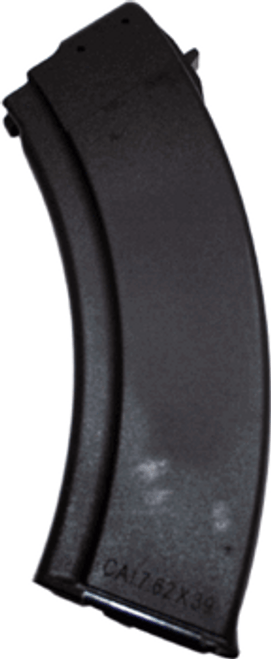 This is a 40 round polymer AK-47 magazine 7.62x39mm, made in Bulgaria. There is metal inserted in the feeding lips of the magazine for reinforcement.