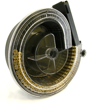 This is a 90 round drum for a Ruger Mini-14, made by MWG Company.