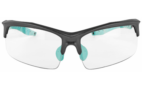 Walker's GWPTLSGLCLR Sport Glasses 99% UV Rated Polycarbonate Clear Lens with Black Half Frame & Teal Accents for Adults