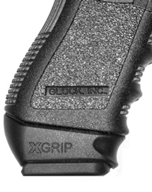 This is the X-Grip for the Glock, slips over a full size magazine (17, 22) to make it fit into a compact model (19, 23) comfortably.