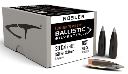 Nosler Bullets 30 Cal .308 - 150gr Ballistic Silver Tip 50c