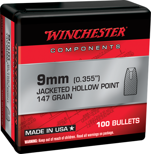 Winchester Ammo Centerfire Handgun, Win Wb9JHP147x Bul 9sub  147 JHP Retail  100/10