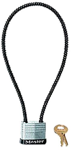 Master Lock Cable Lock, Master 107dspt     14in Braided Steel Cable Lock