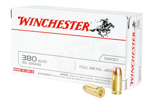 This is a new box of Winchester ammunition in the .380 acp caliber. They have 95 grain FMJ bullets and come 50 rounds per box.