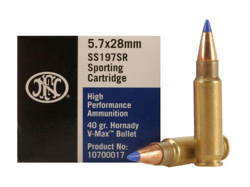 FNH 5.7 x 28mm 40 Grain V-Max, has 50 rounds per box, manufactured by FNH.