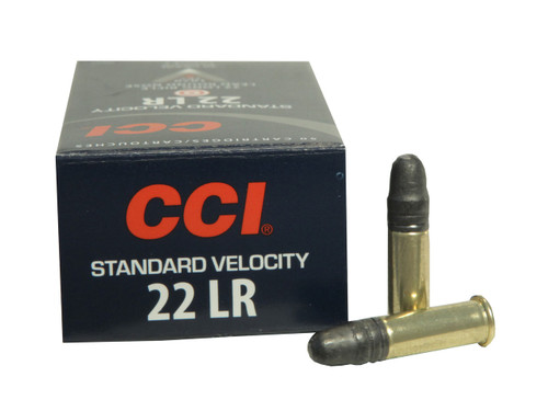 CCI .22 long rifle 40 Grain Lead Round Nose, has 50 rounds per box, manufactured by CCI.