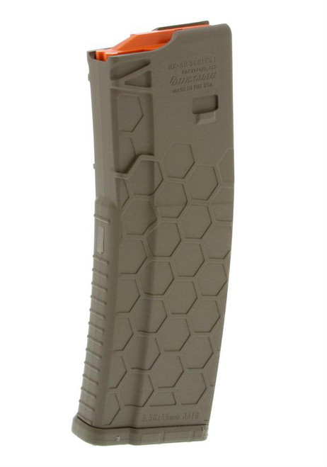 This is a 30 round flat dark earth AR-15 magazine .223 / 5.56 made by HEXMAG.