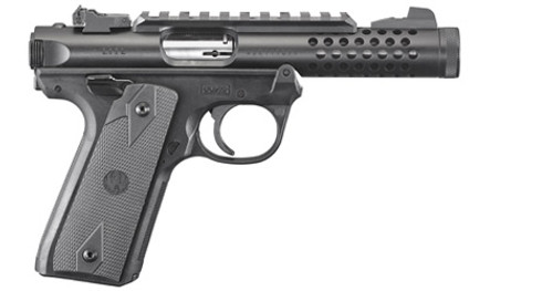 This is a Ruger Mark IV 22/45 Lite .22 lr, with a black anodized finish.