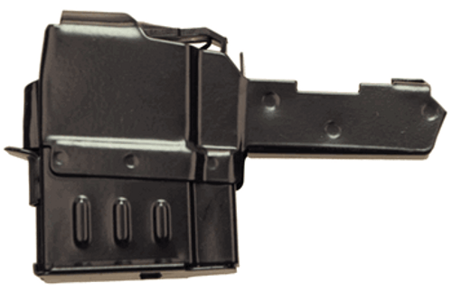 This is a 5 round magazine for a SKS 7.62x39mm. The magazine body is constructed with steel and the follower is polymer.
