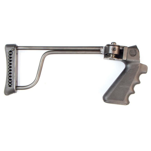 This is a Butler Creek folding stock for the Remington 870. Blued.