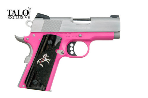 This is a 1911 Colt Defender chambered in 9mm, defender model. Special This firearm has special made Colt logo dymondwood grips.