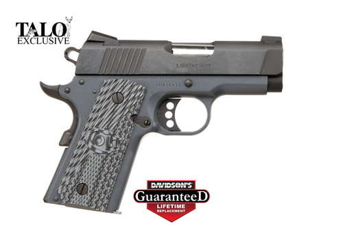 This is a 1911 Colt Defender chambered in 9mm, defender model. This firearm has a Combat Grey cerakote finish and G10 grips.