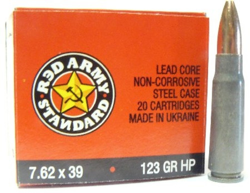 Red Army Standard 7.62 x 39mm 123 Grain HP 20 Rounds/ Box Ammo