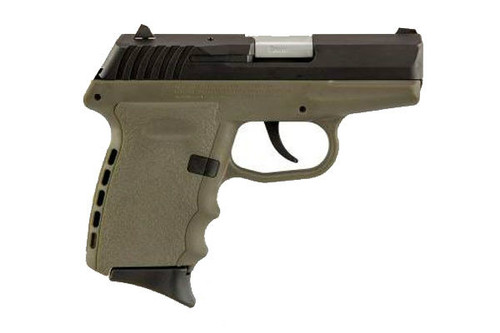 This is a SCCY pistol, model CPX-2, with a FDE (flat dark earth) frame and a blued slide. Comes with (2) 10 round magazines.