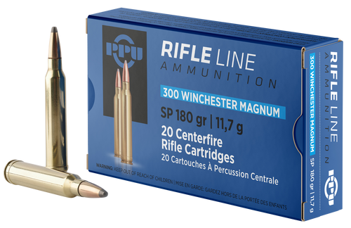 PPU PP3003 Standard Rifle  300WinMag 180gr Soft Point 20 Per Box/10 Case