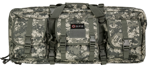 GPS Bags DRC28ACU Double Rifle Case A-TACS AU 600D Polyester w/ 2 Padded Pistol Sleeves MOLLE Webbing & Lockable Zippers