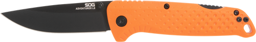 S.O.G SOG13110243 Adventure LB 3.50" Folding Plain Orange Black TiNi 5Cr15MoV Blade, Blaze Orange Textured GRN Handle
