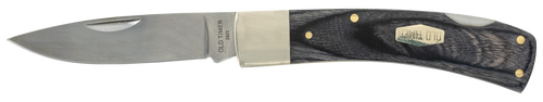 Old Timer 1135989 Heritage Series Bruin 50th Anniversary 2.80" Drop Point Plain D2 Steel Blade 3.70" Black Wood Laminate Handle
