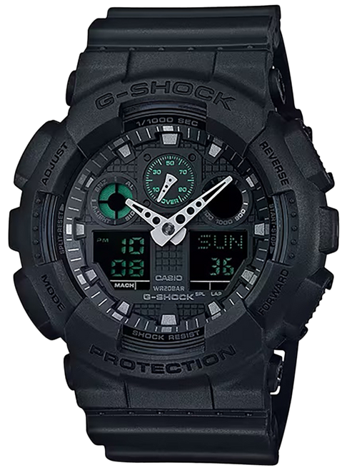G-shock/vlc Distribution ga100MB1ACR G-Shock Tactical Black Stainless Steel Bezel 145-215mm