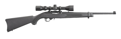 This is a 10/22 chambered in 22 long rifle, Manufactured by Ruger. This firearm comes with a scope already on the rifle and a hard case for transportation.