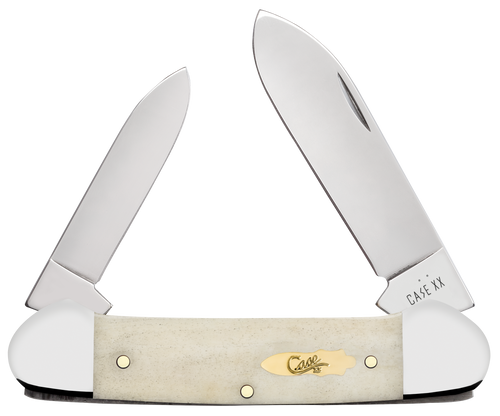 Case 11023 Canoe  Folding Pen/Spear Plain Tru-Sharp SS Blade, Smooth Natural Bone Handle