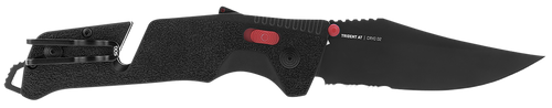 S.O.G SOG11120241 Trident AT 3.70" Folding Clip Point Part Serrated Black TiNi Cryo D2 Steel Blade/Black w/Red Accents GRN Handle Features Line Cutter/Glass Breaker