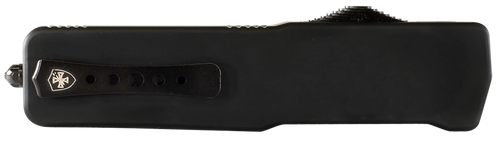 Templar Knife SZBR321 Premium Weighted  Small 3" OTF Drop Point Plain Black Oxide Stonewashed D2 Steel Blade, 4.50" Black Aluminum/Rubber Handle