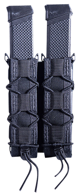 High Speed Gear 11EX02BK TACO Extended Mag Pouch Double, Black Nylon, Mounts to MOLLE & 2" Wide Belts