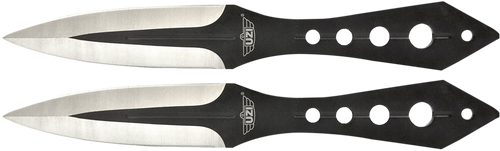 Uzi Accessories UZKTRWTZP Throwing Knives  Two Fixed Plain Black/Silver Stainless Steel Blade, Black Stainless Steel Handle, Includes Nylon Holster