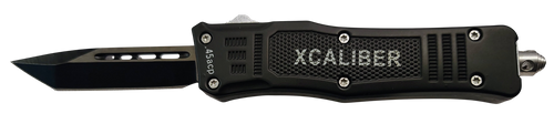 Xcaliber Knife Company  45 ACP  Small 2.75" OTF Tanto Plain Black 440C SS Blade, 3.91" Steel Handle