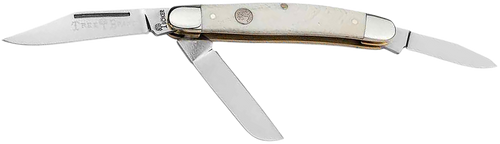 Boker 110854 Stockman Traditional Medium Clip Point/Sheepsfoot/Spey Plain D2 Steel Blade Smooth White Bone Handle