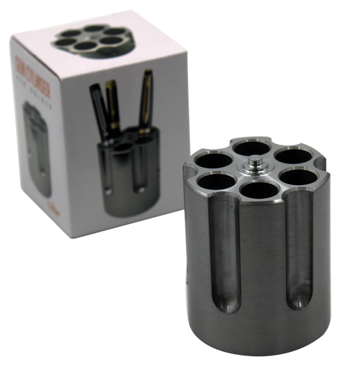 Caliber Gourmet CBG1007BK Caliber Gourmet Cylinder Pen Holder Black Aluminum 3.25" x 2.75" Pistol Cylinder
