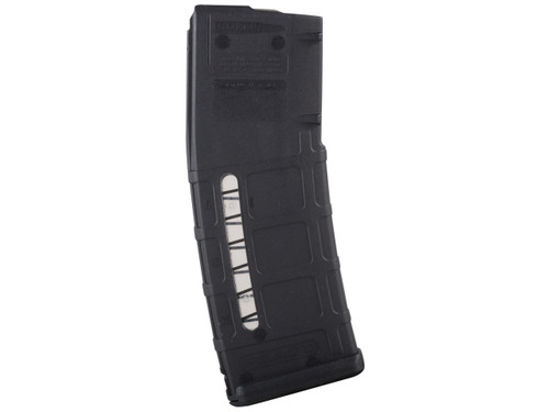 This is a black MOE 30 round AR-15 magazine .223 / 5.56 with a viewing window, made by Magpul.