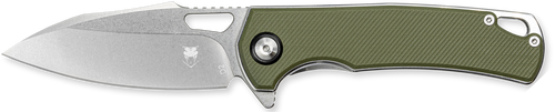 CobraTec Knives CTCLNHRBLK Wolverine  3.12" OTF Drop Point Plain Satin TiCN D2 Steel Blade, 4.25" Green Textured G10 Handle