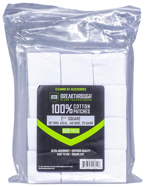 Breakthrough Clean BTCPS214600 Square Patches 38-45 Cal/.410-20 Gauge 600 pieces