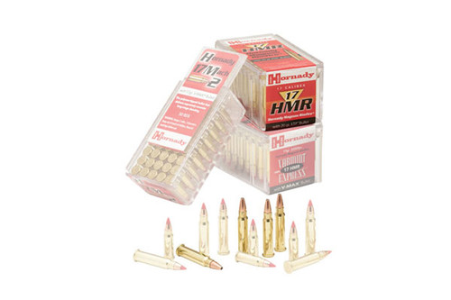 Hornady ammunition, 17 HMR 20 Grain XTP, it has 50 rounds per box, manufactured by Hornady.